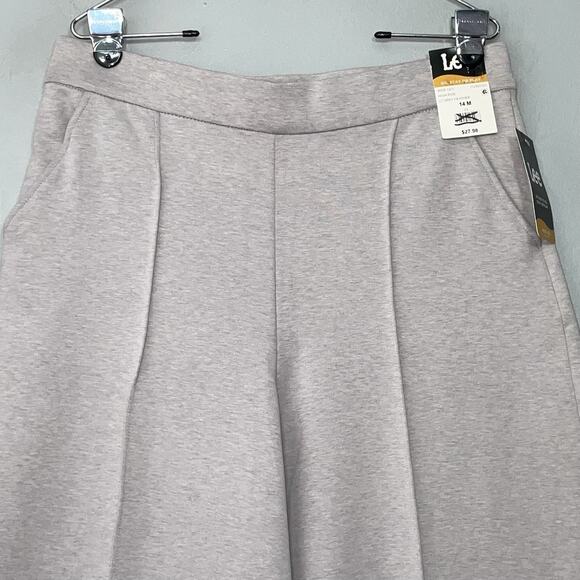 LEE Soft Knit Pants Size 14 Gray High Rise Wide Leg Pull On Lagenlook Comfort - Picture 2 of 15